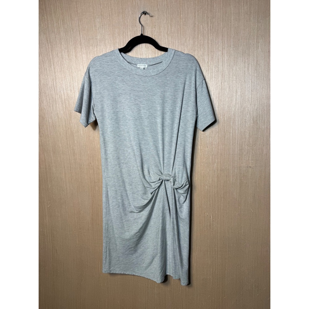 Garnet Hill Womens Gray Tencel Lyocell Knot Front Short Sleeve T-Shirt Dress